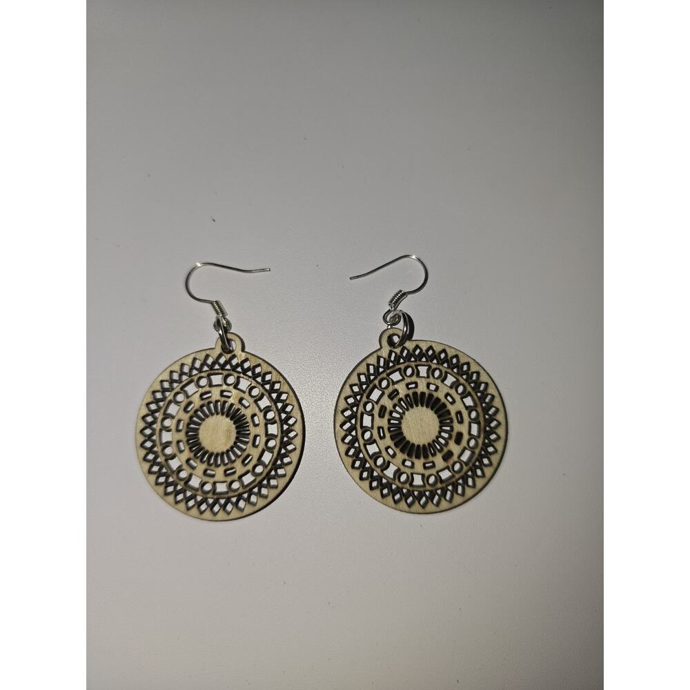 Boho Wooden Earrings Handmade Handcrafted Lightweight Dangle